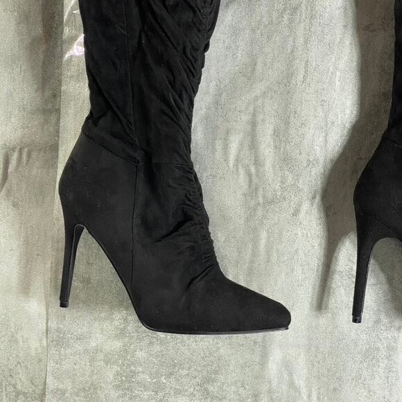 JOURNEE COLLECTION Women's Wide Calf Black Fantasia Over-The-Knee Stiletto Boots - Picture 4 of 10